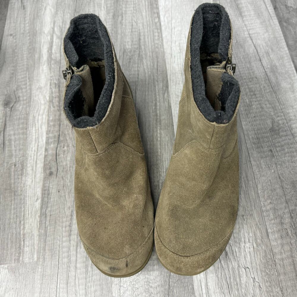 Sorel Suede Ankle Boots Taupe Winter Boots Side Zip Women's 10 1/2 - Picture 2 of 9